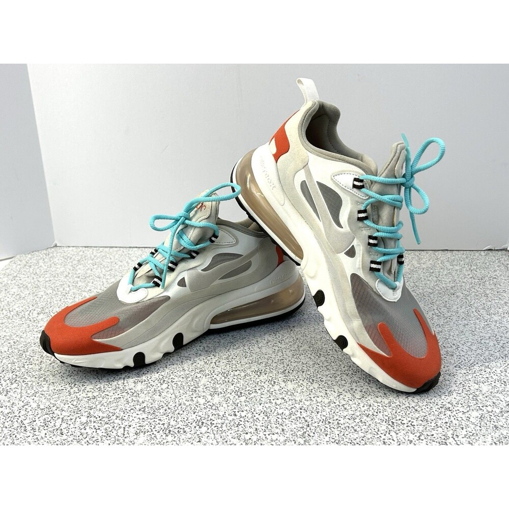 Nike Air Max 270 React Women's Size 8 Running Shoes Beige Chalk Orange - Picture 14 of 14